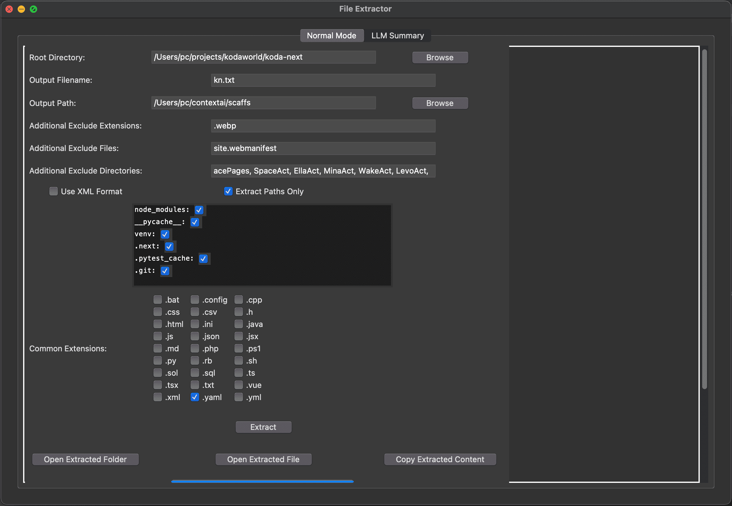 A desktop application that extracts code files from projects for easier documentation and code review. Features file filtering, path extraction, and customizable output formats to assist with organizing code snippets.